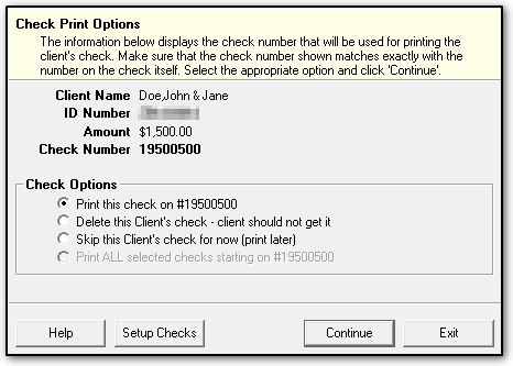 Image showing the Check Options window.